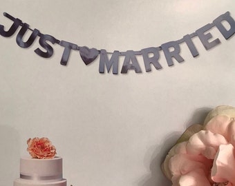 Just Married Banner, Just Married Sign, Wedding Decoration, Just Married Car Sign, Wedding Photo Prop, Wedding Banners, Wedding Garlands!