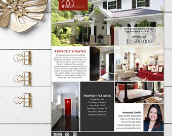 Real Estate Flyer Template | Real Estate Flyer | Vertical Images - MS Word, MS PowerPoint and Apple Pages *Instant Download*