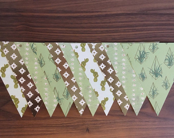 Cactus green paper Garland gold