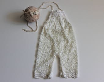 Baby Lace Romper, Newborn lace romper, Newborn romper set, off white baby Romper, Lace romper, baby romper, baby girl romper, sitter romper