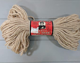 1 Vintage Aunt Lydia's Heavy Rug Yarn Skein, Color 0405 Beige, Caron International, Rochelle Illinois