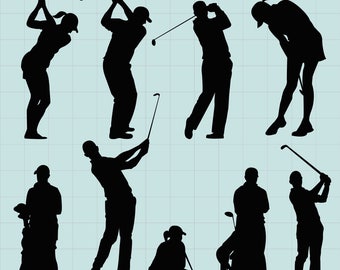 Golf silhouette Clipart, Golf Player Clipart, Sports Clipart, Golf Sports Silhouettes, Golfer Svg, SVG Files, INSTANT Download