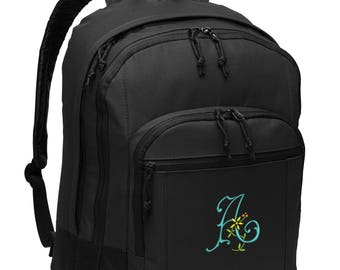 Monogrammed Buttercup Initial Personalized Embroidered Backpack