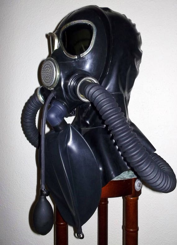 Fetish Heavy Rubber GAS MASK Latex Hoo