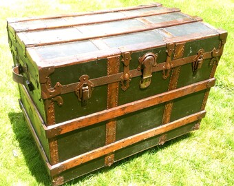 SOLD - 1900's Steamer Trunk, Antique Steamer Trunk, Antique Chest,