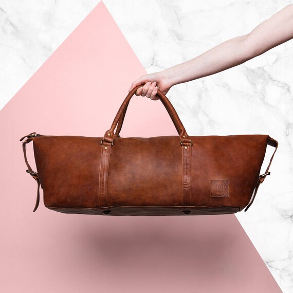 Large Leather Weekend Duffle Leather Holdall Leather