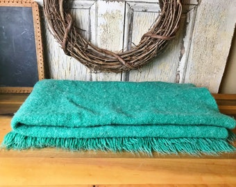 Wool Blanket, Vintage Wool Blanket, Vintage Kenwood Wool Blanket, Teal Blanket