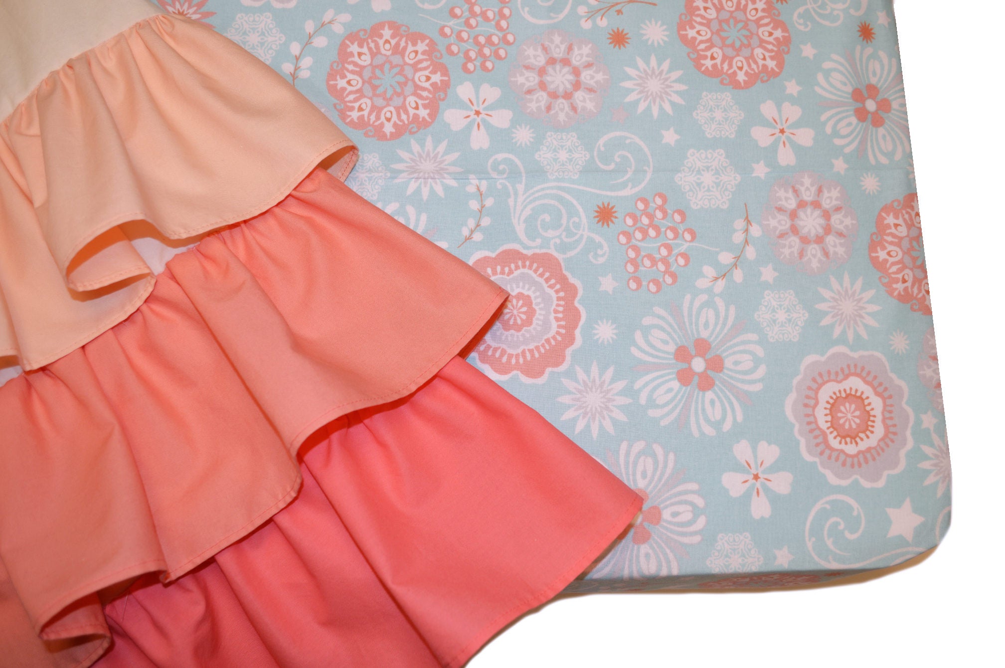 Waterfall Crib Skirt Ruffled Crib Skirt Coral Custom Crib