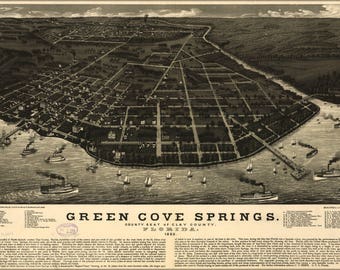 Poster, Many Sizes Available; Map Of Green Cove Springs, Florida. 1885