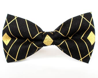 Great Gatsby Style Black and White Formal Bow Tie