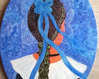 Romantic portrait of a Breton "Enora" acrylic painting