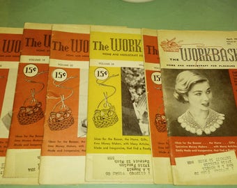 Set of 6 Workbasket Magazines / 1954 1955 1959 / Needlecraft / Knitting / Crochet / Home Goods / DIY