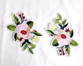 Iron on Cavo Flower Patch,2PCS.White Flower Patch ,Embroidery Flower Appliques, Iron On Embellishment, Fashion Crafts,Costume Decorations