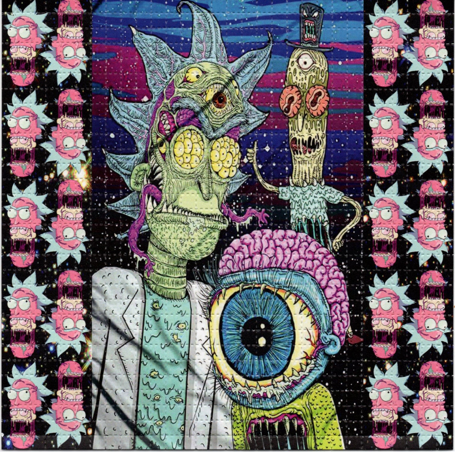 TRIPPING Rick and Morty BLOTTER Art perforated acid art