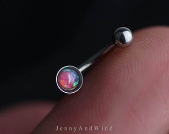 Daith Earring Daith Piercing Daith Jewelry Rook Earring Rook Piercing Opal EyeBrow RIng 16G Curved Barbell ~2D01