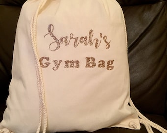 Personalised Glitter Gym Bag, Sports Bag, Ballet Bag, Back to School, Gym Sac, Personalised Sports Bag