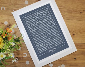 Personalised Ed Sheeran "Perfect" Typography Print Framed - Song Lyrics of First Dance - Ideal wedding gift - Contemporary Design - A4 or A3