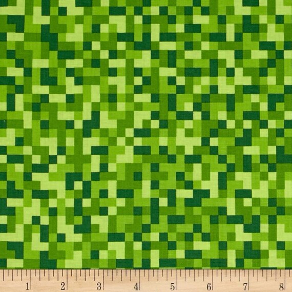 Minecraft Fabric / Bitmap Fabric / Green Minecraft by the yard
