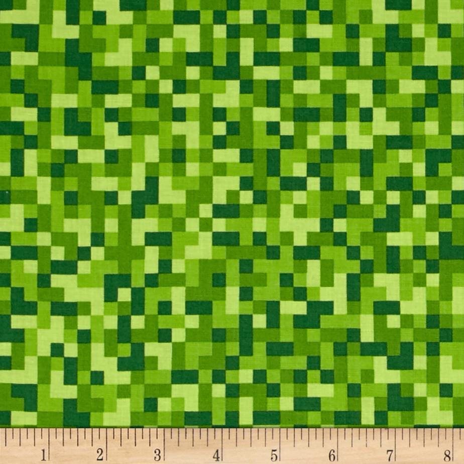 Minecraft Fabric / Bitmap Fabric / Green Minecraft by the yard