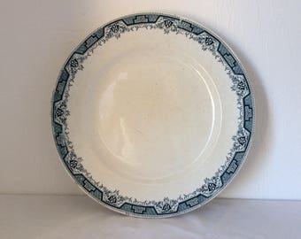 Vintage plate, French ironstone, large serving plate, French transferware, retro dinnerware, St Amand, French faience, farmhouse antiques