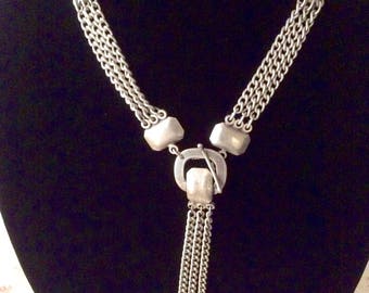 Nickel and Sterling 90's Rocker Lariat Necklace