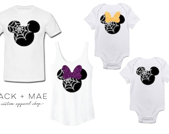 Disney Halloween Shirts, Matching Family Shirts, Not So Scary Halloween Party Costume, Spider Minnie, Spider Mickey, SPOOKY Disney Inspired