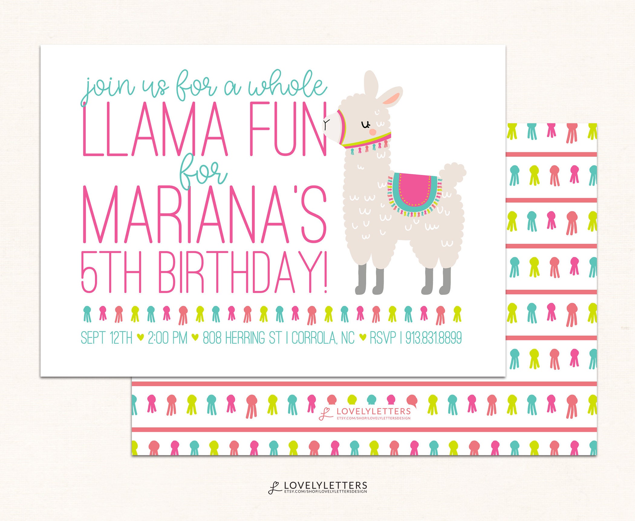 Llama Birthday Invitation / Llama Invitation / DIGITAL / Llama