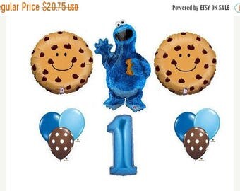 ON SALE 10 Sesame Street Cookie Monster Balloons birthday party supplies shower