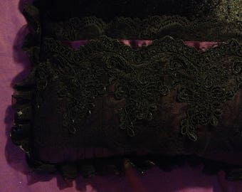 pillows with Gothic black velvet, lace, Burgundy