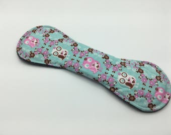 Blue & Pink Owls 11" Moderate Absorbency Cloth Pad, Reusable Cloth Pad, Cloth Menstrual Pad, Cloth Pantyliner, Ecofriendly, Zerowaste