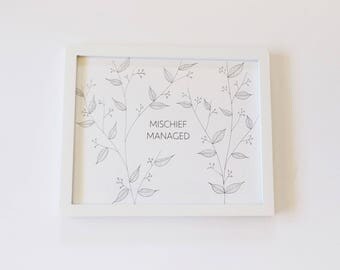 Harry Potter Quote Art / Mischief Managed Art / Mischief Managed / Harry Potter Art / Harry Potter / Framed Harry Potter Art