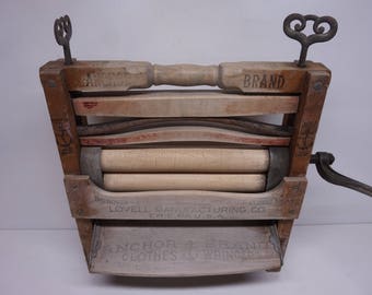 Antique Anchor Brand Clothes Wringer, Laundry Wringer, Erie PA, Vintage Decor, Shabby Chic, Pennsylvania, Advertising