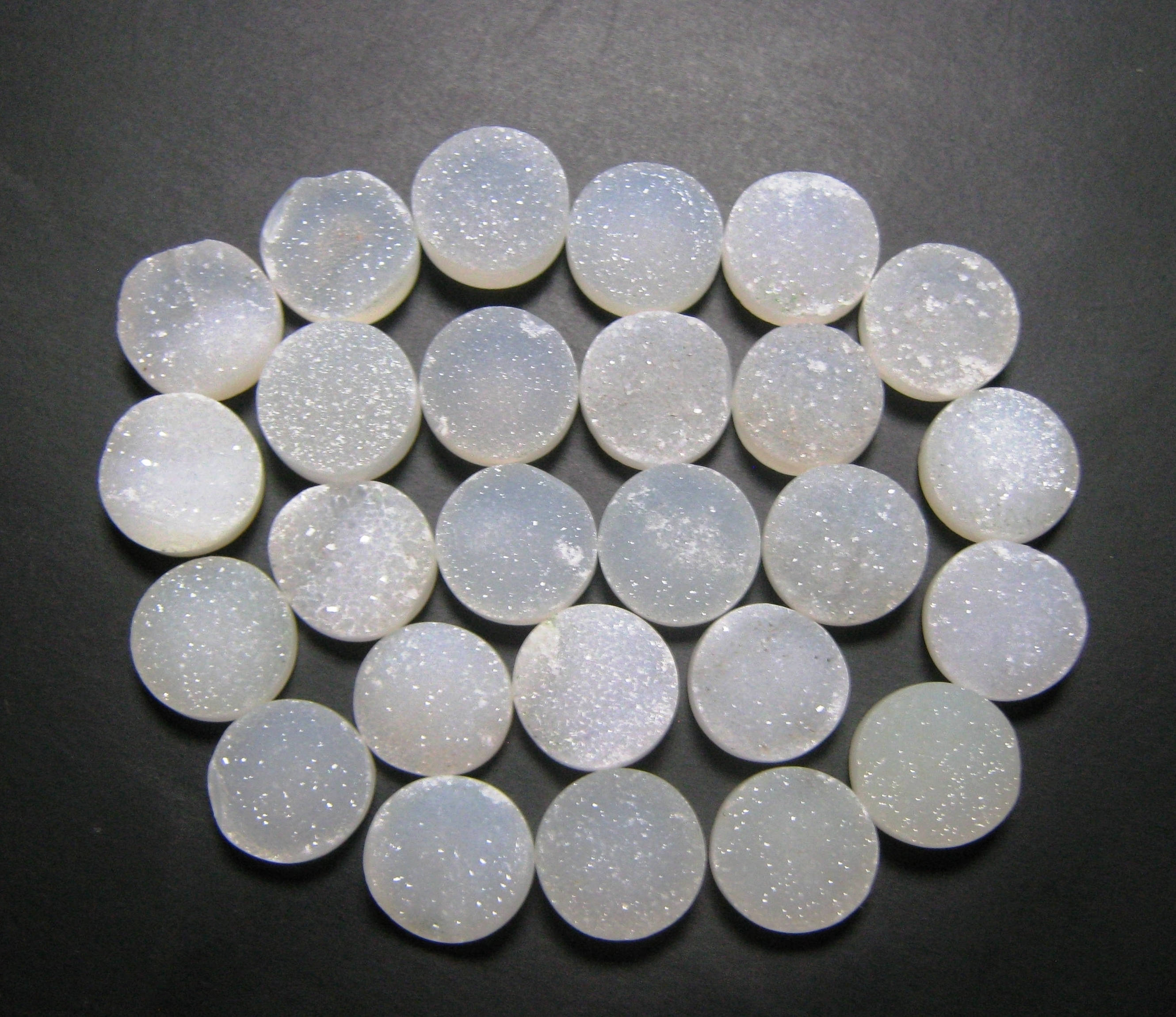 White Druzy Round shape, Druzy Agate, Loose Semi Precious Gemstone