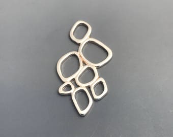 Sterling Silver Geometric Pebble Pendant Charm Connector