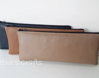 Vinyl faux leather zipper pouch,Storage bags,Pencil case,Makeup bag,Back to school,Gifts for him,Gifts for her