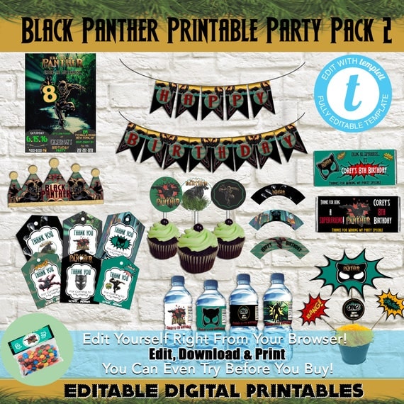 Black Panther Birthday Party Printable Pack 2 Black Panther