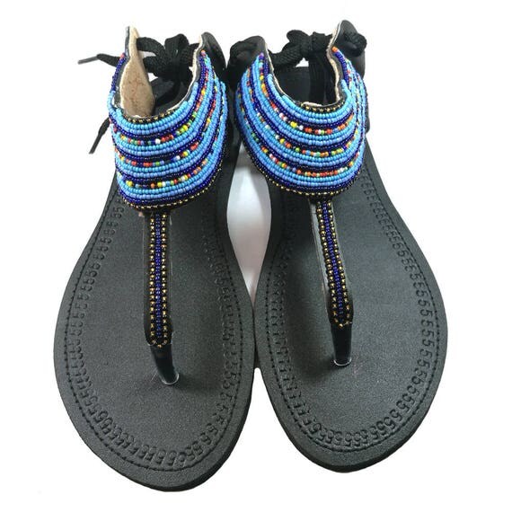 Leather Sandals African sandals Maasai sandals Beaded