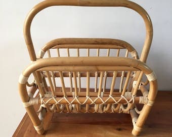 Mid Century Bamboo Magazine Rack Holder