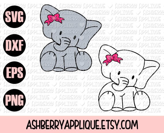 Download Baby Elephant SVG/DXF - Cut File - Instant Download - Animals - Bow - Cricut - Silhouette ...