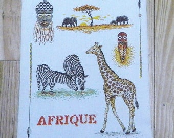 Giraffe completed cross stitch, point de croix, zebra finished piece, hanging wall art, French cross stitches, home decoration, elephant