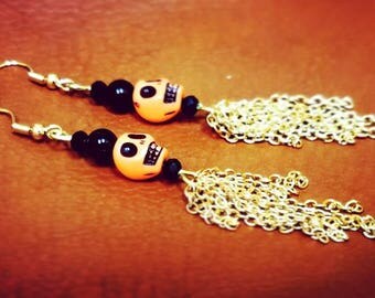 Halloween earrings, skull earrings, Pumpkin earrings, Halloween costume, Halloween jewelry, Dangle earrings, Jack o lantern, halloween gift