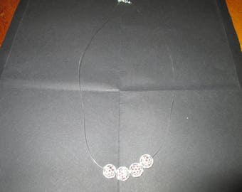 Crew neck line clear hair adorned with 4 flat beads