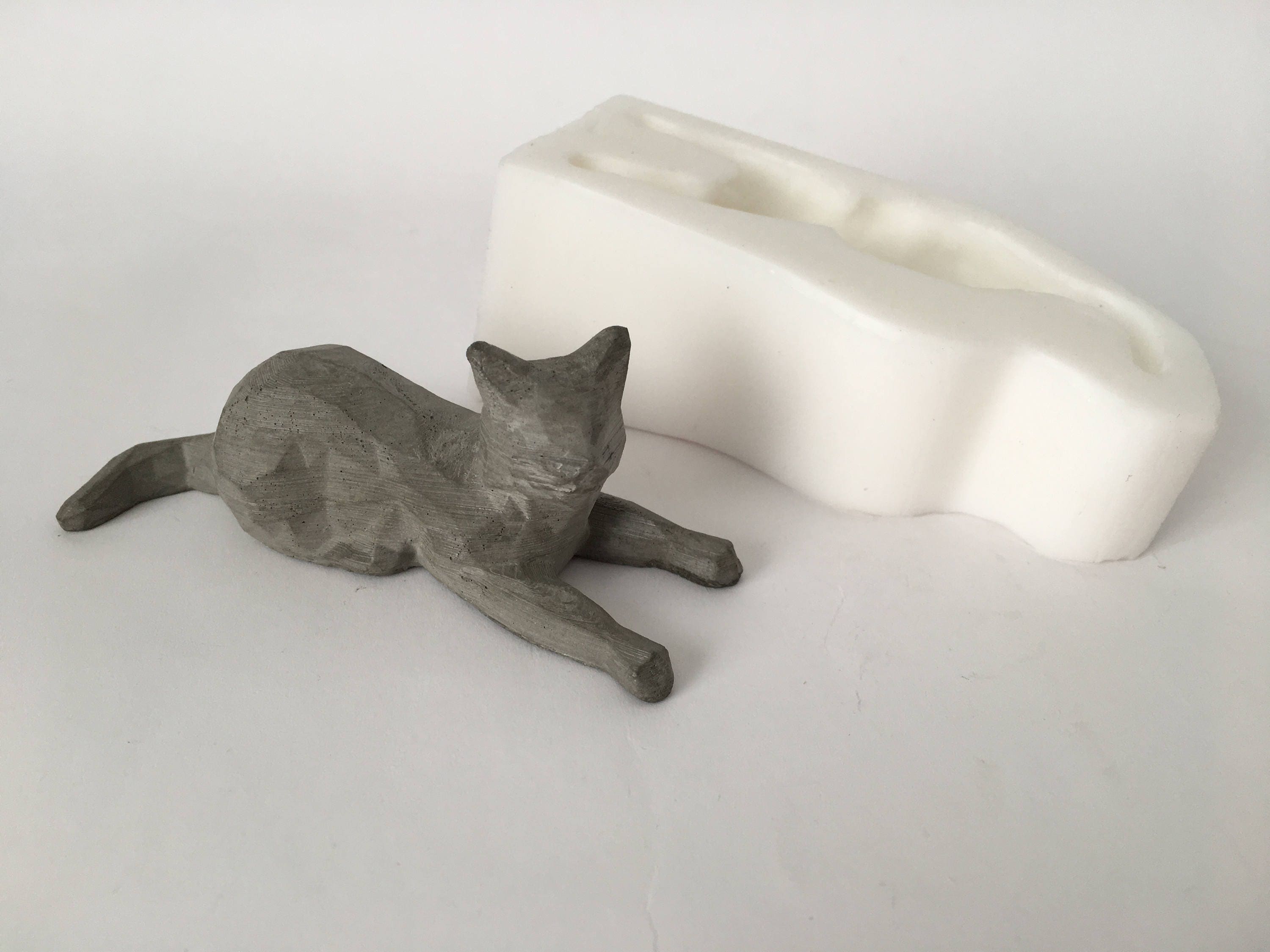 Silicone Mold cat mould concrete plaster decor statue