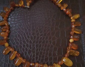 ON SALE Vintage Amber Bead Necklace