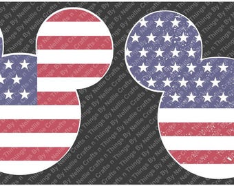 Distressed and Regular Patriotic Mickey Head SVG