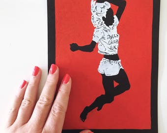 Pussy grabs back lino print