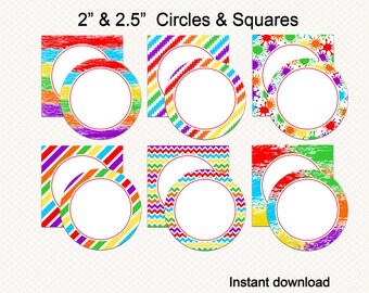 Art Party Birthday Cupcake toppers. Editable tags. Paint Party Birthday. Printable stickers. Editable gift tags. Instant download