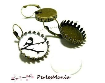 20 pieces: 10 blank SLEEPER claw A SERTIR 20 mm BRONZE and 10 cabochons earrings