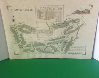 Vintage Golf Memorabilia--Map Of CARNOUSTIE Golf Course In Scotland--Litho Print By Alba Cartographics--Mounted Golf Course Map/Drawing-1987