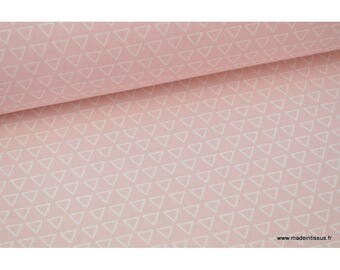 100% cotton fabric white background triangles design pink x50cm